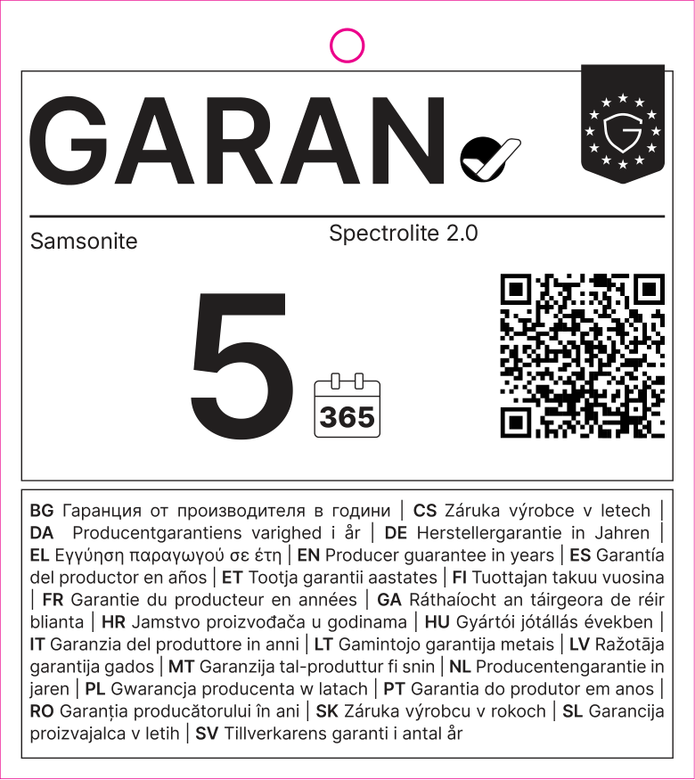 Etiqueta GARAN de la UE: garantía del productor en años: 5 – Samsonite